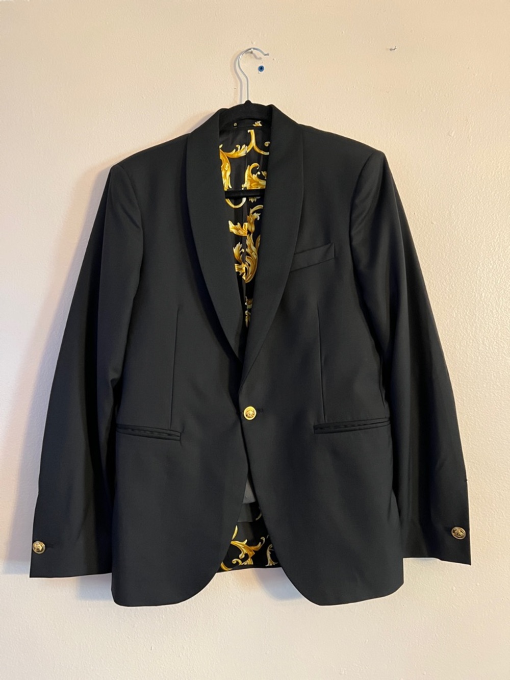Versace Barocco baroque monogram Duchesse Single button wool silk Blazer NEW